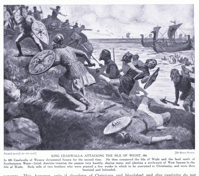King Ceadwalla attacking the Isle of Wight AD686, 1920